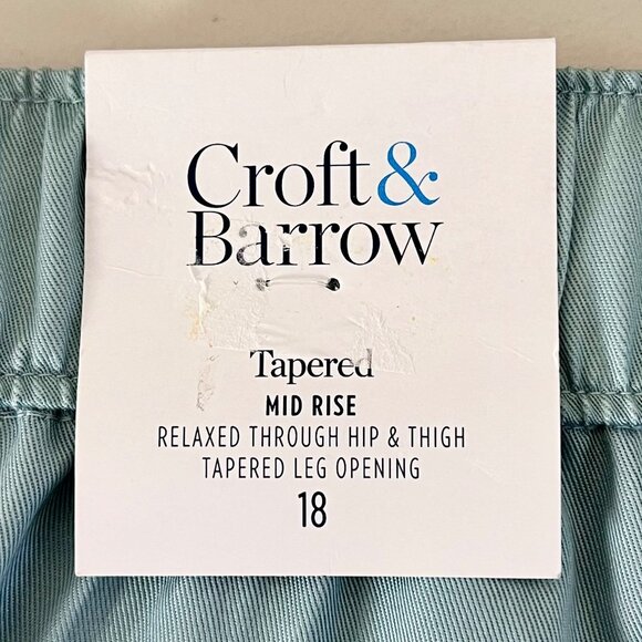 Croft & Barrow Womens Tapered Mid Rise Pants Size 18 Zapata Blue Relaxed Fit NWT - Picture 4 of 16